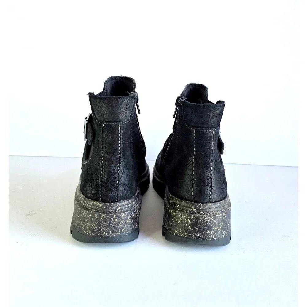 CLARKS Women's Black Suede Noralyn Strap Booties Sz 7 37.5 Comfort Casual - Picture 10 of 12
